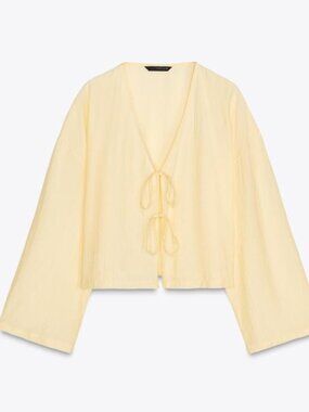 lightweight yellow kimono tie up zara xs